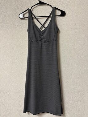 Prana Black and White Striped Mini Dress